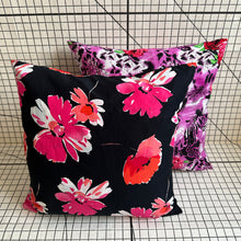 Load image into Gallery viewer, Decorative Handmade Pillow Cushion Cover 16” x 16” 18” x 18” Pink Red Black Flower