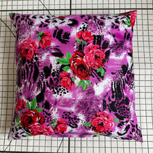Load image into Gallery viewer, Decorative Handmade Pillow Cushion Cover 16” x 16” Pink Red Black White Flower

