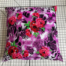 Load image into Gallery viewer, Decorative Handmade Pillow Cushion Cover 16” x 16” Pink Red Black White Flower