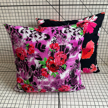 Load image into Gallery viewer, Decorative Handmade Pillow Cushion Cover 16” x 16” Pink Red Black White Flower