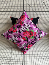 Load image into Gallery viewer, Decorative Handmade Pillow Cushion Cover 16” x 16” Pink Red Black White Flower
