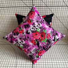 Load image into Gallery viewer, Decorative Handmade Pillow Cushion Cover 16” x 16” Pink Red Black White Flower