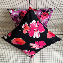 Load image into Gallery viewer, Decorative Handmade Pillow Cushion Cover 16” x 16” 18” x 18” Pink Red Black Flower