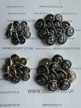 Load image into Gallery viewer, 5 10 20 SKULL SILVER BLACK or LIGHT GOLD BLACK 15mm 21mm Wide Shank Quality Buttons Dresses Tops Coats Babies Blazers Shirt Sewing Craft
