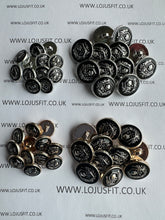 Load image into Gallery viewer, 5 10 20 SKULL SILVER BLACK or LIGHT GOLD BLACK 15mm 21mm Wide Shank Quality Buttons Dresses Tops Coats Babies Blazers Shirt Sewing Craft