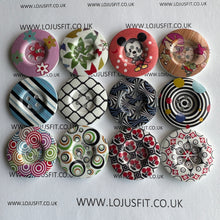 Load image into Gallery viewer, 2 3 5 Wooden Buttons 37mm - 38mm Wide Sewing Craft 4 holes Different Flower Designs Pattern Colours