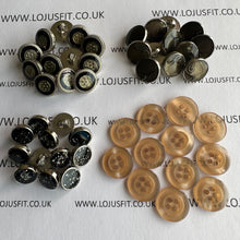 Load image into Gallery viewer, 5 10 20 Silver Black Grey Brown 11mm - 14mm Wide Flat Shank Buttons Dresses Tops Coats Babies Blazers Shirt Sewing Craft