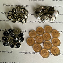 Load image into Gallery viewer, 5 10 20 Silver Black Grey Brown 11mm - 14mm Wide Flat Shank Buttons Dresses Tops Coats Babies Blazers Shirt Sewing Craft