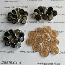 Load image into Gallery viewer, 5 10 20 Silver Black Grey Brown 11mm - 14mm Wide Flat Shank Buttons Dresses Tops Coats Babies Blazers Shirt Sewing Craft