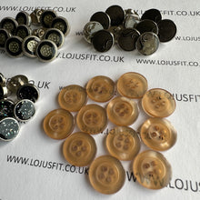 Load image into Gallery viewer, 5 10 20 Silver Black Grey Brown 11mm - 14mm Wide Flat Shank Buttons Dresses Tops Coats Babies Blazers Shirt Sewing Craft