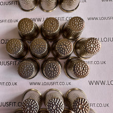 Load image into Gallery viewer, 3 5 10 Silver Metal Thimbles 15mm x 19mm Size 10 Finger Protector Hand Stitching Sewing Craft