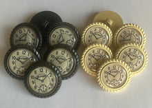 Load image into Gallery viewer, 6 10 Clock Watch Black Cream Shank Buttons 28mm 32mm Wide Dresses Tops Coats Babies Blazers Uniforms Shirt Sewing Craft