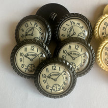 Load image into Gallery viewer, 6 10 Clock Watch Black Cream Shank Buttons 28mm 32mm Wide Dresses Tops Coats Babies Blazers Uniforms Shirt Sewing Craft