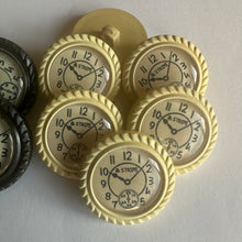 Load image into Gallery viewer, 6 10 Clock Watch Black Cream Shank Buttons 28mm 32mm Wide Dresses Tops Coats Babies Blazers Uniforms Shirt Sewing Craft