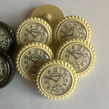 Load image into Gallery viewer, 6 10 Clock Watch Black Cream Shank Buttons 28mm 32mm Wide Dresses Tops Coats Babies Blazers Uniforms Shirt Sewing Craft