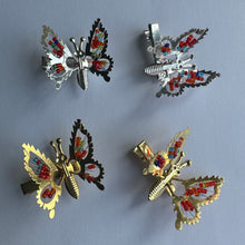 Load image into Gallery viewer, 1pc Butterfly Hair Clip Silver Gold Girls Ladies Women Flowers Wedding Decorations Sewing Craft