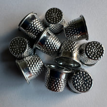 Load image into Gallery viewer, 3 5 10 Silver Metal Thimbles 15mm x 19mm Size 10 Finger Protector Hand Stitching Sewing Craft