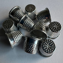Load image into Gallery viewer, 3 5 10 Silver Metal Thimbles 15mm x 19mm Size 10 Finger Protector Hand Stitching Sewing Craft