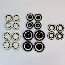 Load image into Gallery viewer, 5 BLACK WHITE 22mm 26mm 31mm Wide Beautiful Buttons for Sewing Craft Cards Coat Shirt Jacket