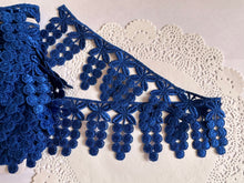 Load image into Gallery viewer, 1m DARK BLUE Lace Trims 64mm Wide Embroidered Guipure Trimmings Cardmaking Wedding Home Decorations Sewing Craft Projects