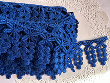 Load image into Gallery viewer, 1m DARK BLUE Lace Trims 64mm Wide Embroidered Guipure Trimmings Cardmaking Wedding Home Decorations Sewing Craft Projects