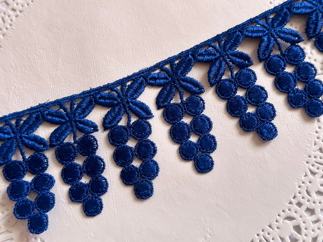 1m DARK BLUE Lace Trims 64mm Wide Embroidered Guipure Trimmings Cardmaking Wedding Home Decorations Sewing Craft Projects