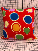 Load image into Gallery viewer, Decorative Handmade Pillow Cushion Cover 16” x 16” 18” x 18” Round Circles Red Multi Coloured
