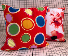 Load image into Gallery viewer, Decorative Handmade Pillow Cushion Cover 16” x 16” 18” x 18” Round Circles Red Multi Coloured