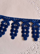 Load image into Gallery viewer, 1m DARK BLUE Lace Trims 64mm Wide Embroidered Guipure Trimmings Cardmaking Wedding Home Decorations Sewing Craft Projects