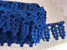 Load image into Gallery viewer, 1m DARK BLUE Lace Trims 64mm Wide Embroidered Guipure Trimmings Cardmaking Wedding Home Decorations Sewing Craft Projects