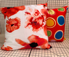 Load image into Gallery viewer, Decorative Handmade Pillow Cushion Cover 16” x 16” 18” x 18” Red Poppy Flower Multi Coloured