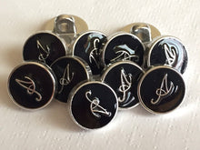 Load image into Gallery viewer, 10 20 BLACK SILVER Shank Quality Buttons 13mm Wide Dresses Tops Coats Babies Blazers Shirt Sewing Craft