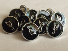 Load image into Gallery viewer, 10 20 BLACK SILVER Shank Quality Buttons 13mm Wide Dresses Tops Coats Babies Blazers Shirt Sewing Craft