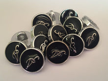 Load image into Gallery viewer, 10 20 BLACK SILVER Shank Quality Buttons 13mm Wide Dresses Tops Coats Babies Blazers Shirt Sewing Craft