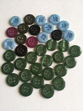 Load image into Gallery viewer, 36 Buttons The Lot Different Colours Shirt Coat Blazer Jackets Suits 4 Holes Quality Buttons 15mm Wide Dresses Tops Babies Sewing Craft