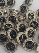 Load image into Gallery viewer, 10 20 Anchor On Black Circle Shank Quality Buttons 13mm Wide Dresses Tops Coats Babies Blazers Shirt Sewing Craft