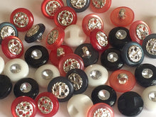 Load image into Gallery viewer, 20 40 Diamante Silver Centre Shank Flat Quality Buttons 11mm 12mm Wide Dresses Tops Coats Babies Blazers Shirt Sewing Craft