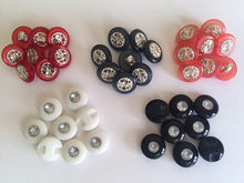 Load image into Gallery viewer, 20 40 Diamante Silver Centre Shank Flat Quality Buttons 11mm 12mm Wide Dresses Tops Coats Babies Blazers Shirt Sewing Craft