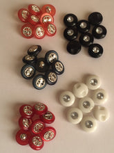 Load image into Gallery viewer, 20 40 Diamante Silver Centre Shank Flat Quality Buttons 11mm 12mm Wide Dresses Tops Coats Babies Blazers Shirt Sewing Craft