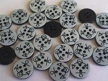 Load image into Gallery viewer, 10 20 LIGHT GREY Black Arrows Anchor Key Hole 13mm Wide Quality Beautiful Buttons Jacket Shirt Sewing Craft