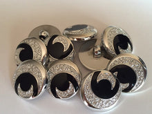 Load image into Gallery viewer, 10 20 Half Moon SILVER BLACK 16mm 22mm Wide Shank Quality Buttons Dresses Tops Coats Babies Blazers Shirt Sewing Craft