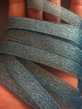 Load image into Gallery viewer, 2m BLUE Shine Trim 13mm Wide Glitter Shimmering Sheer Organza Ribbon Trimmings