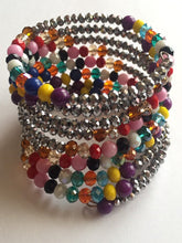 Load image into Gallery viewer, Wrist Wrap Around Beaded Bracelet Wristband Wire African Beads Spiral Bangle Charm Cuffs Green Yellow