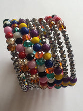 Load image into Gallery viewer, Wrist Wrap Around Beaded Bracelet Wristband Wire African Beads Spiral Bangle Charm Cuffs Green Yellow