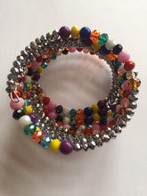 Load image into Gallery viewer, Wrist Wrap Around Beaded Bracelet Wristband Wire African Beads Spiral Bangle Charm Cuffs Green Yellow