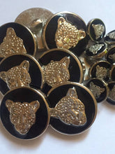 Load image into Gallery viewer, 5 10 20 BIG CAT Silver Black 13mm 25mm Wide Shank Quality Buttons Jaguar Tiger Lion Cheetah Leopard Panther Puma Coats Blazers Jackets Suits