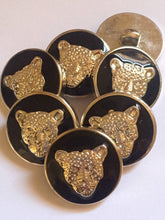 Load image into Gallery viewer, 5 10 20 BIG CAT Silver Black 13mm 25mm Wide Shank Quality Buttons Jaguar Tiger Lion Cheetah Leopard Panther Puma Coats Blazers Jackets Suits