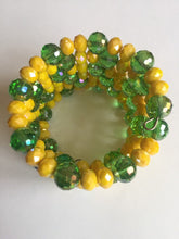 Load image into Gallery viewer, Wrist Wrap Around Beaded Bracelet Wristband Wire African Beads Spiral Bangle Charm Cuffs Green Yellow