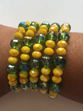 Load image into Gallery viewer, Wrist Wrap Around Beaded Bracelet Wristband Wire African Beads Spiral Bangle Charm Cuffs Green Yellow