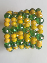Load image into Gallery viewer, Wrist Wrap Around Beaded Bracelet Wristband Wire African Beads Spiral Bangle Charm Cuffs Green Yellow
